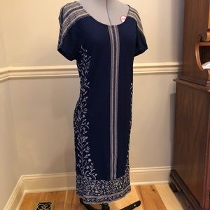 Navy & Tan patterned dress